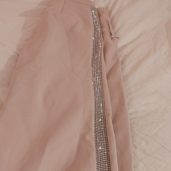 Area NYC pale pink cream tuxedo crystal pants sz6 - Picture 8 of 12